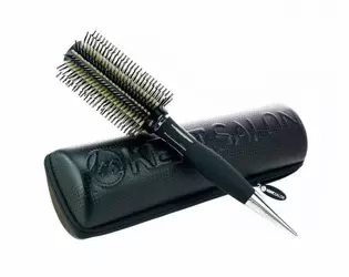 Kent.Salon Combo Curling & Straightening Brush KS17, Szczotka do Kręcenia i Prostowania Włosów z Włosiem Naturalnym i Nylonem, 60mm