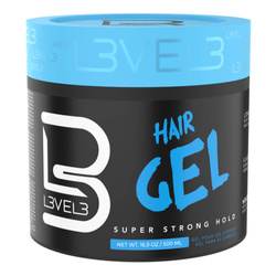 L3VEL3 Super Strong Hair Gel, Bardzo Mocny Żel do Stylizacji Włosów, Dodaje Objętości, 500ml