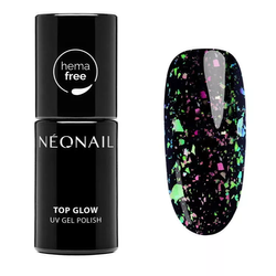 Neonail Top Glow Lime Aurora Flakes, Top Hybrydowy 7.2ml, 9904