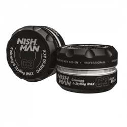 Nishman Coloring Wax C3 Dark Black, Pomada Utrwalająca i Koloryzująca Włosy, Przyciemnia, Odsiwia, 100ml