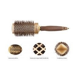 Olivia Garden Blowout Straight Wavy Bristle Gold&Brown Brush, Kwadratowa Szczotka Ceramiczna z Jonizacją 50mm