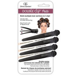 Olivia Garden Double Clip Petite - Czarne klipsy do włosów, 4szt