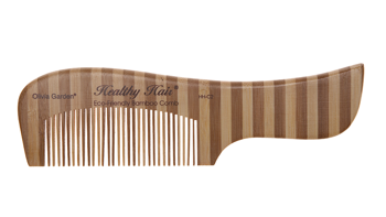 Olivia Garden Eco-Friendly Bamboo Comb Bambusowy Grzebień Ze Ściętą Ergonomiczną Rączką O Gęstym Rozstawie Zębów do Rozczesywania Włosów Cienkich i Delikatnych HH-C2