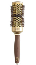 Olivia Garden Expert Blowout Curl Wavy Bristles Gold&Brown Brush, Ceramiczna Szczotka z Jonizacją do Modelowania Włosów, 25mm