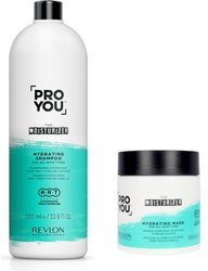 Revlon ProYou Moisturizer Hydrating Shampoo, Mask - Zestaw szampon, maska do włosów bardzo suchych, 1000ml + 500ml