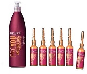 Revlon Proyou Anti-Hair Loss, Zestaw Szampon, Ampułki Przeciw Wypadaniu Włosów, 350ml, 12x 6ml