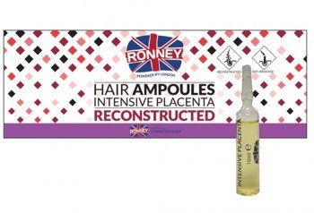 Ronney Hair Ampoules Intensive Placenta Reconstructed Kuracja Wzmacniająca i Zapobiegająca Wypadaniu Włosów 12x 10ml