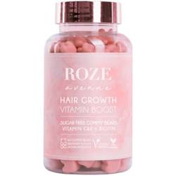 Roze Avenue Hair Growth Vitamin Boost, Malinowe Misie z Biotyną i Witaminami, 60 tabletek