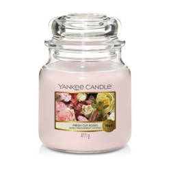 Yankee Candle Classic Medium Jar Fresh Cut Roses Świeca Zapachowa 411g