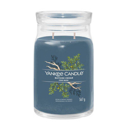 Yankee Candle Signature Large Jar Fresh & Clean Bayside Cedar, Duża Świeca Sojowa z Dwoma Knotami, 567g