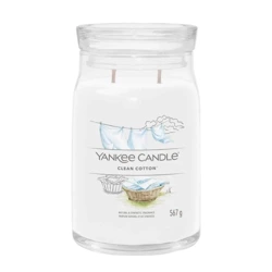 Yankee Candle Signature Large Jar Fresh & Clean Clean Cotton, Duża Świeca Sojowa z Dwoma Knotami, 567g