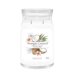 Yankee Candle Signature Large Jar Fruity Coconut Beach, Duża Świeca Sojowa z Dwoma Knotami, 567g