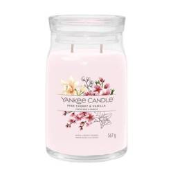 Yankee Candle Signature Large Jar Fruity Pink Cherry & Vanilla, Duża Świeca Sojowa z Dwoma Knotami, 567g