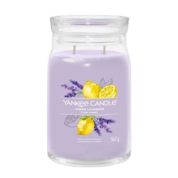 Yankee Candle Signature Large Jar Lemon Lavender, Duża Świeca Sojowa z Dwoma Knotami, 567g