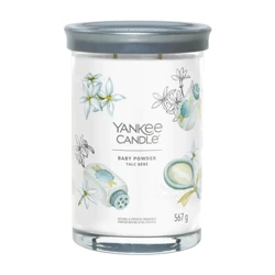 Yankee Candle Signature Large Tumbler Baby Powder, Duża Świeca Sojowa z Dwoma Knotami, 567g