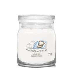 Yankee Candle Signature Medium Jar Fresh & Clean Soft Blanket, Średnia Świeca Sojowa z Dwoma Knotami, 368g