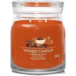 Yankee Candle Signature Medium Jar Sweet & Spicy Cinnamon Stick, Średnia Świeca Sojowa z Dwoma Knotami, 368g