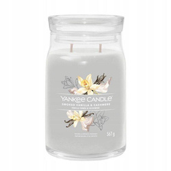 Yankee Candle Signature Medium Jar Sweet & Spicy Smoked Vanilla & Cashmere, Średnia Świeca Sojowa z Dwoma Knotami, 567g